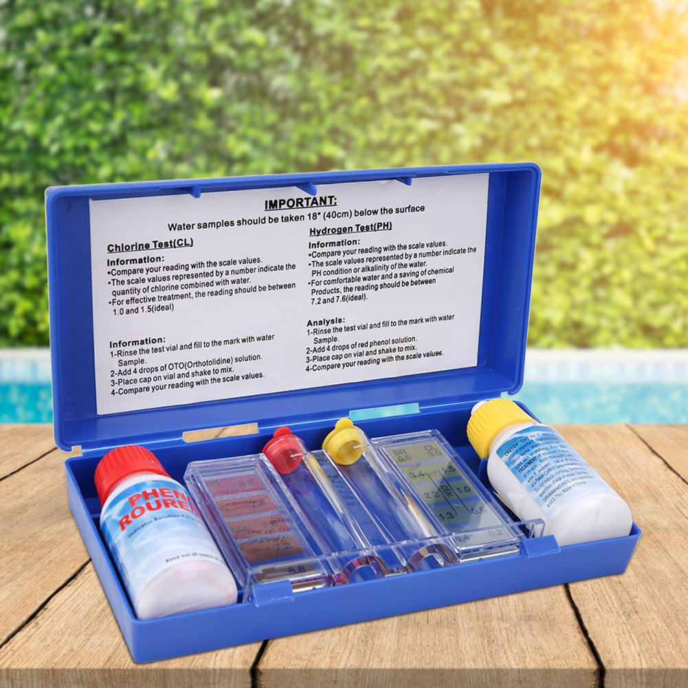 Kit de prueba de calidad del agua de cloro PH, probador de piscina, caja de prueba de agua