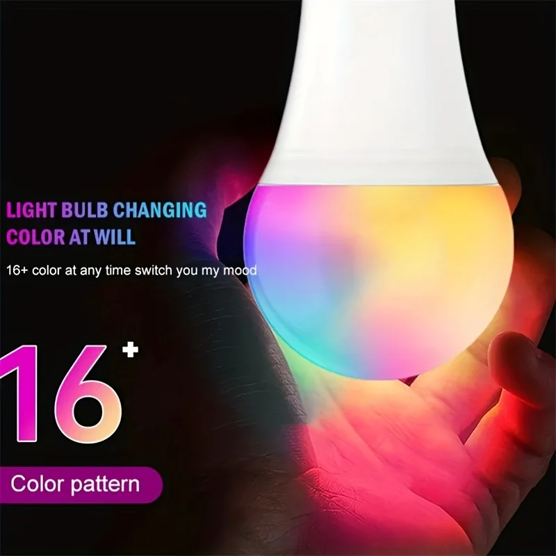 Lampadina con telecomando RGB E27 a 16 colori Luce a led per stanza Lampadina intelligente Dimmer Basso consumo energetico Lampadina regolabile a risparmio energetico