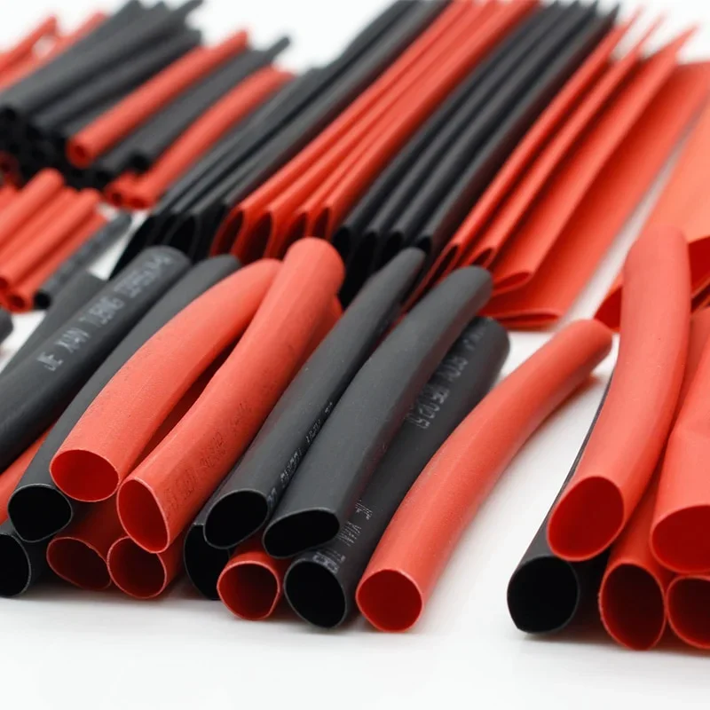 Juego de tubos termorretráctiles de 127 piezas para cables de automóvil: retráctil 2:1 negro y rojo, tubo de poliolefina, especial para envolver cables