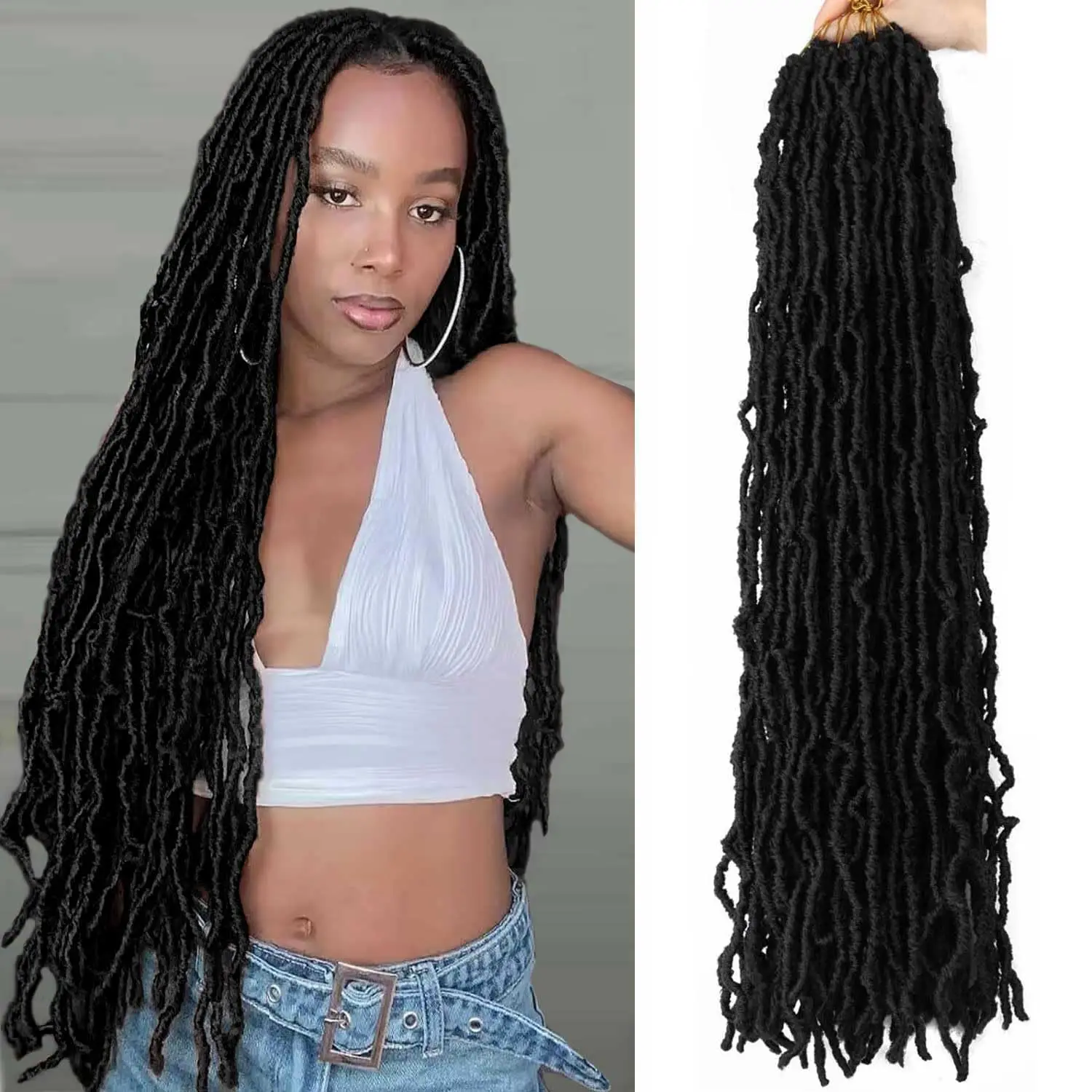 1/6 pacotes de cabelo de crochê falso locs 30 Polegada locs macios para locs angustiados borboleta locs cabelo de crochê para mulheres