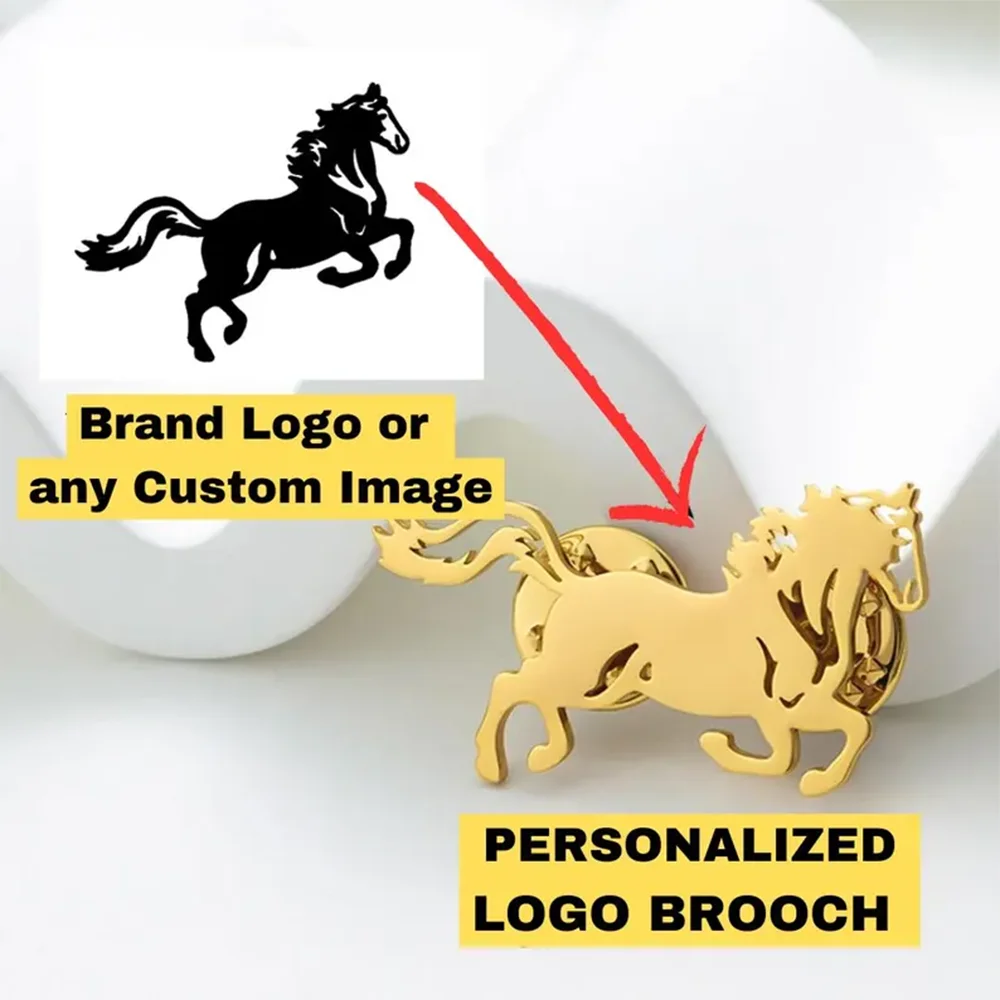 Logotipo da empresa personalizado pintura imagem broche personalizado alfinetes de lapela colar de aço inoxidável emblemas de presente jóias para roupas