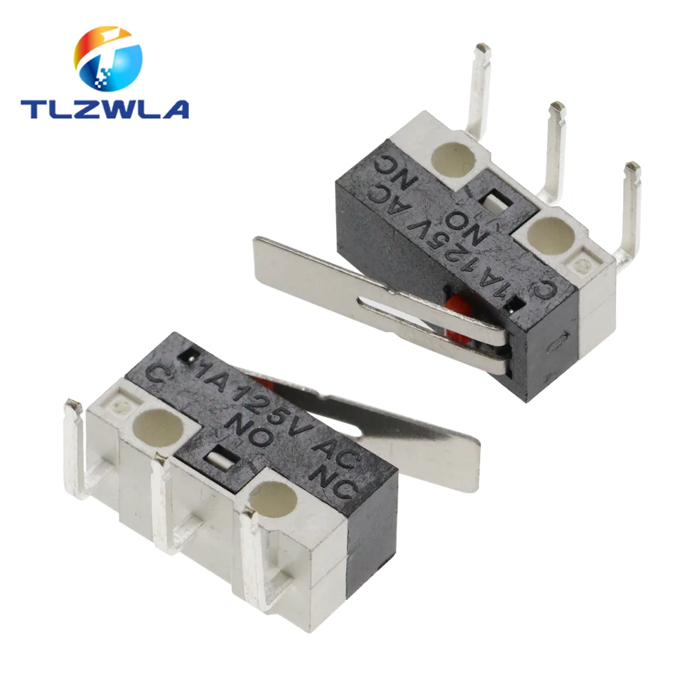 10PCS Micro Limit Switch Momentary Push Button Switch 1A 125V AC Mouse Switch 3Pins Long Handle Roller Lever Arm SPDT 12X6X6MM