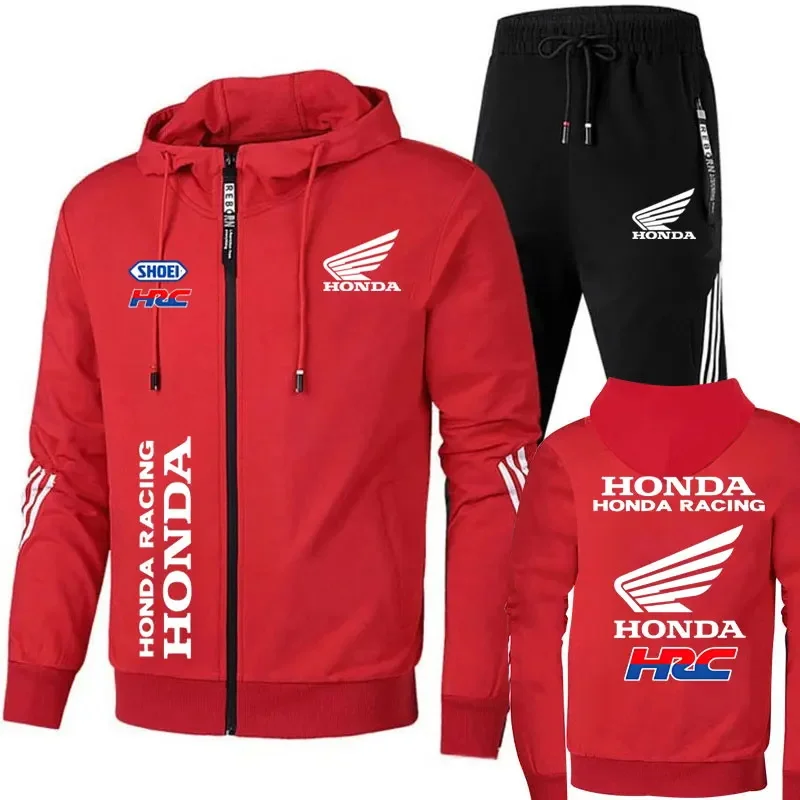 Zestaw męski Honda Racing, codzienna bluza sportowa na zamek błyskawiczny, odzież sportowa, wiosenna męska kurtka motocyklowa