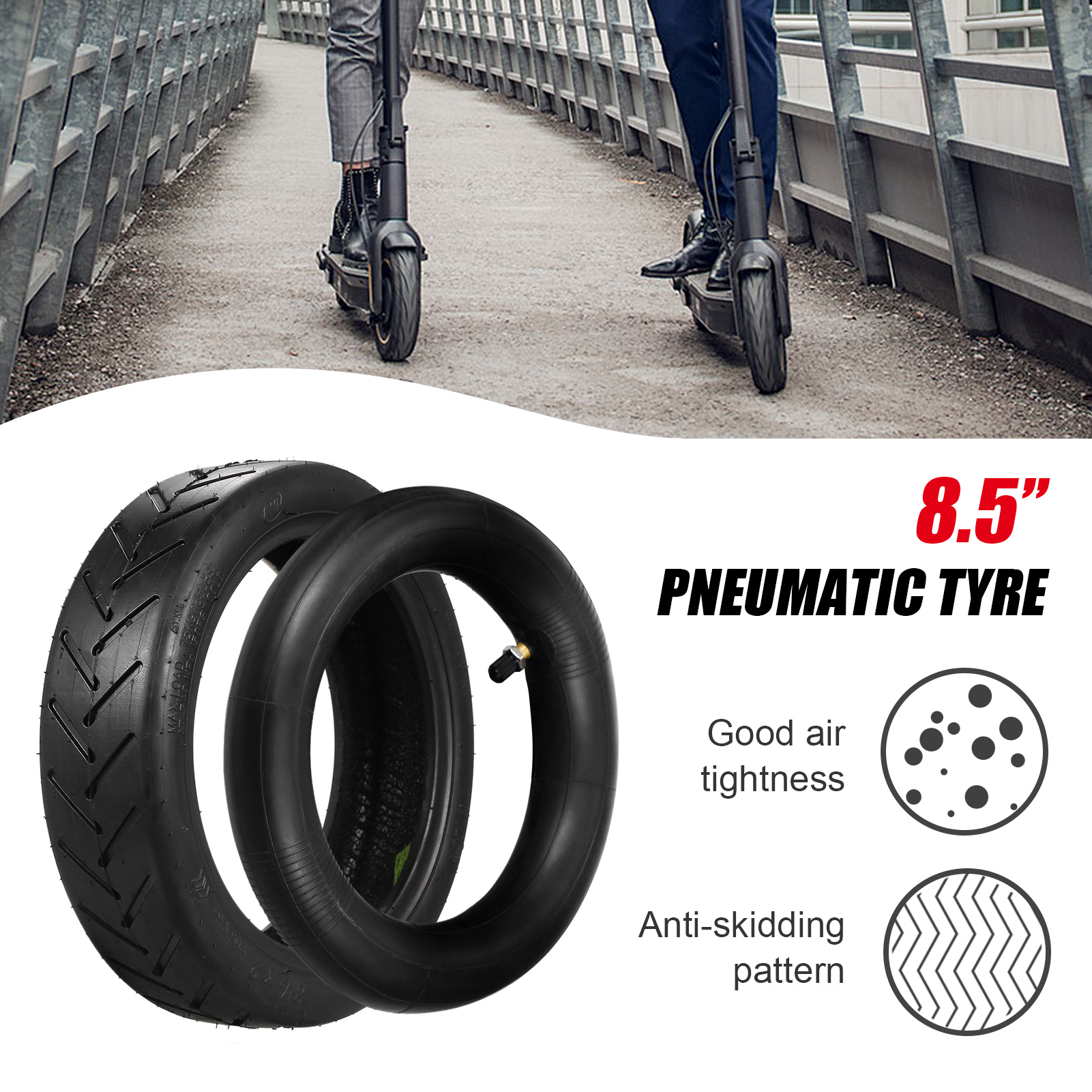 Xiaomi Mijia M365用のインフレータブルインナーチューブ,電動スクータータイヤ,8.5インチホイール付きアクセサリー