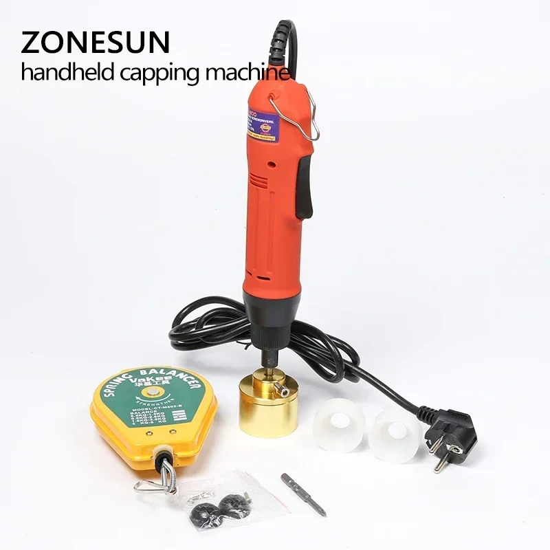 ZONESUN Hướng Dẫn Sử Dụng Chai Đóng Nắp Máy Cầm Tay Chai Nắp Vặn (10-30MM) Vít Capper Máy Hàn Miệng Túi