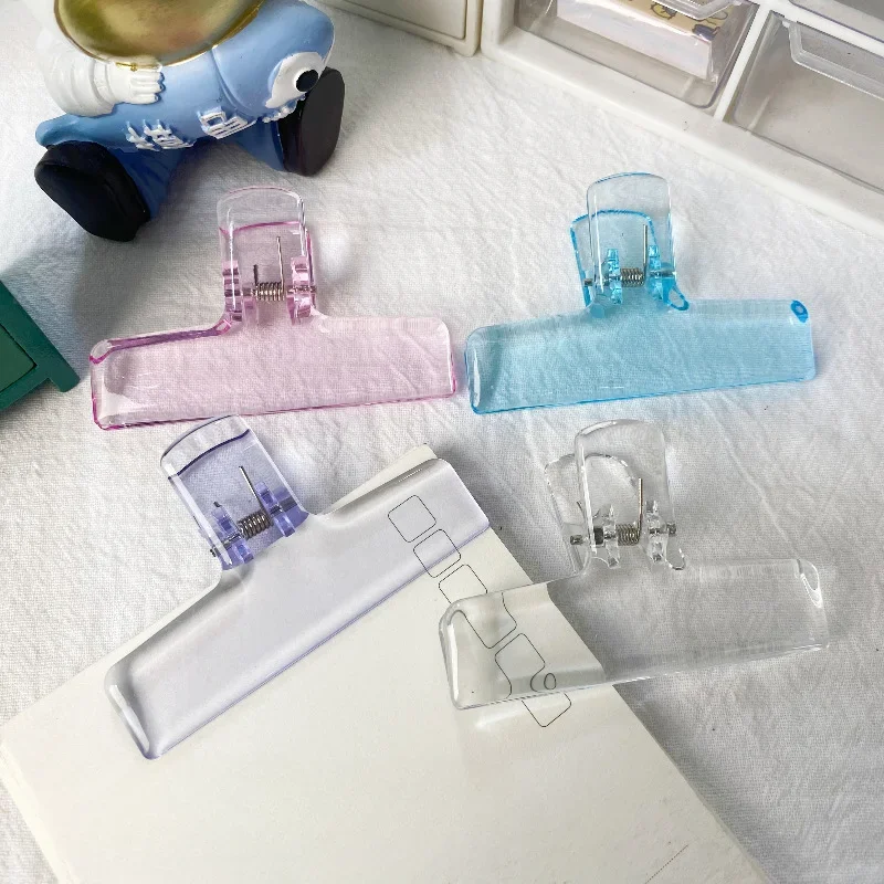 Einfache transparente Acryl-Clips, minimalistischer Stil, Federklammern, für Schüler, Lehrer, Schreibwaren, Schule, Büro, Büroklammern