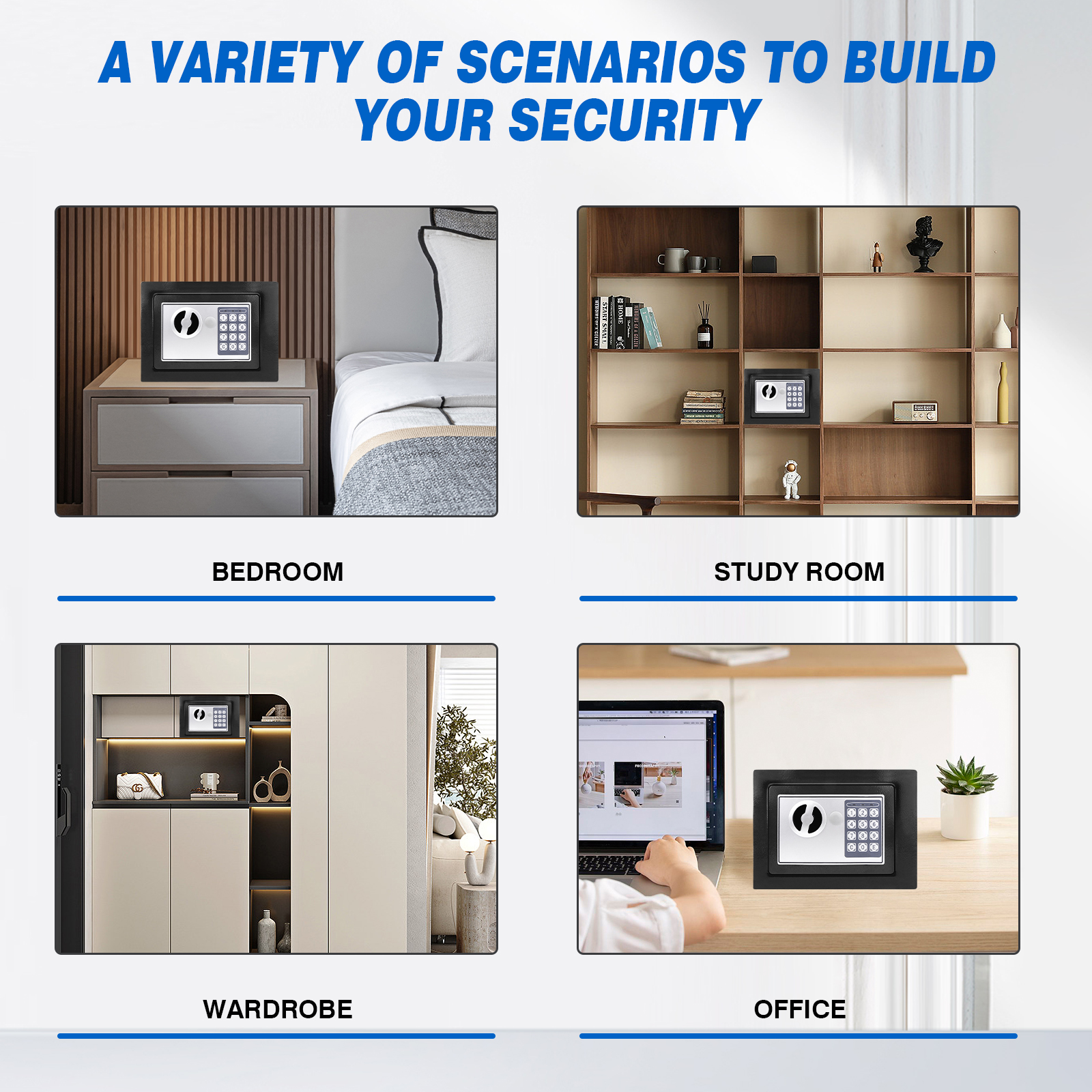 Safes for Home Fireproof Waterproof with 2 Manual Override Keys,Security Safe Cash Box with Double Digital Keypad and Key