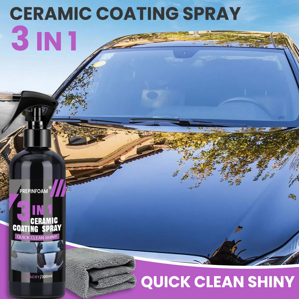 Spray de recubrimiento líquido cerámico 3 en 1 para coche, agente de pulido de capa hidrofóbica de nanocristal, cera de protección de pintura de alto brillo, cuidado del coche
