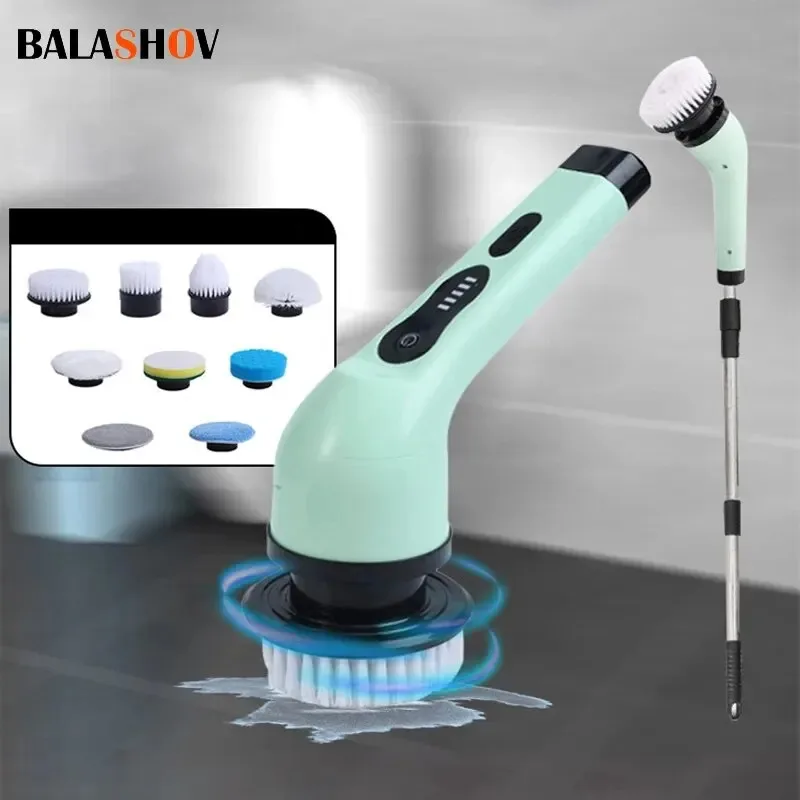 Cepillo de limpieza eléctrica inalámbrico para baño, ventana, cocina, automotriz, multifuncional, máquina de limpieza giratoria para el hogar