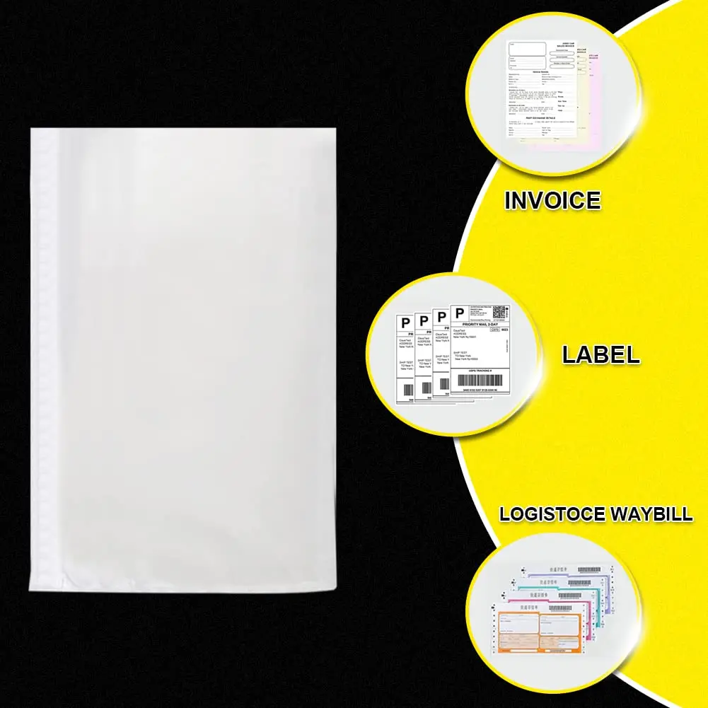 30PCS Pouches Invoice Enclosed Adhesive Bags Shipping Label Plastic Envelopes Clear Self Adhesive Top Loading Packing List