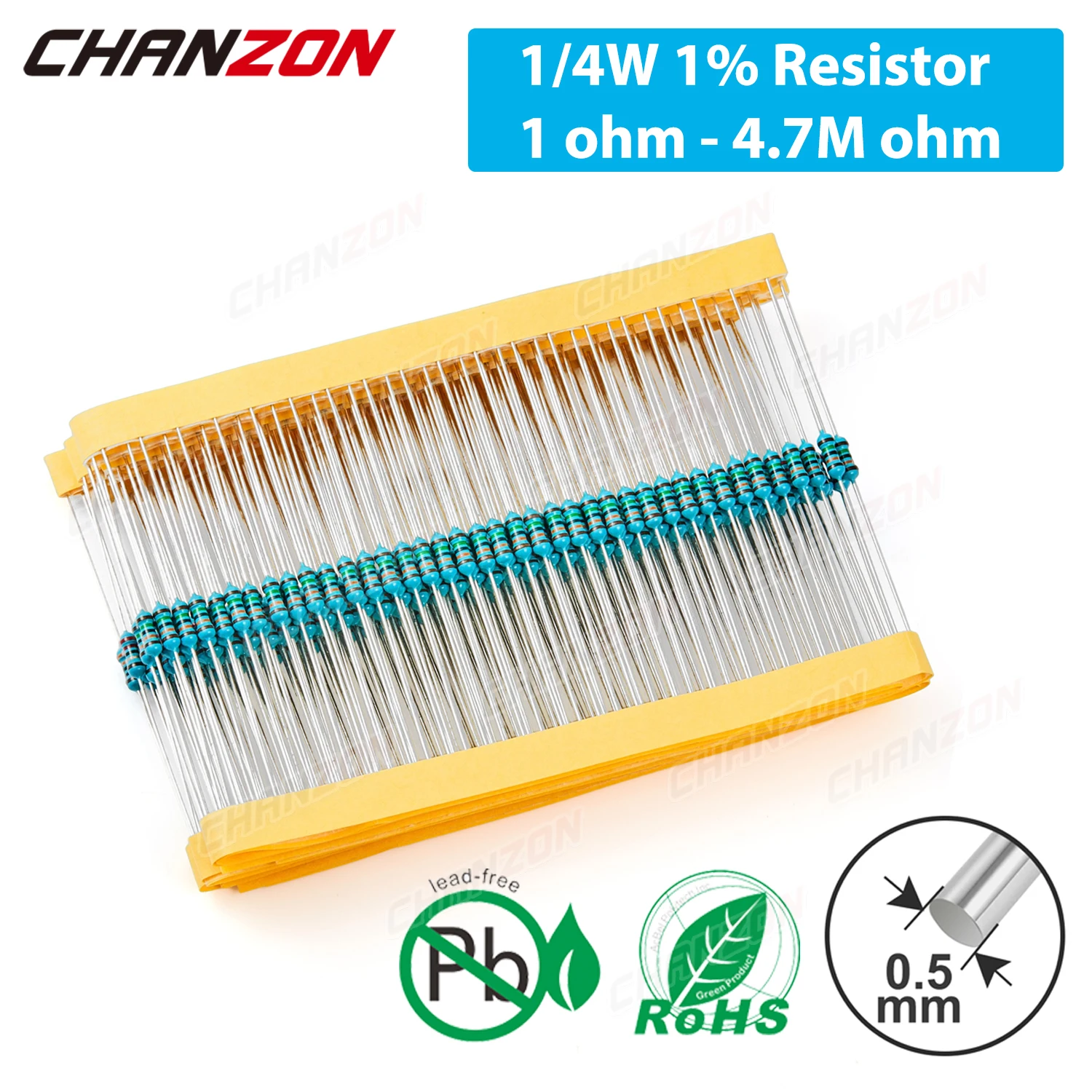 Năm 121 Giá Trị 100 Chiếc 1/4 W 1% 1ohm - 4.7M Kim Loại Phim Điện Trở 1/4 W Cao Cấp MF Cố Định Kháng 100 220 330 1K 10K Ohm