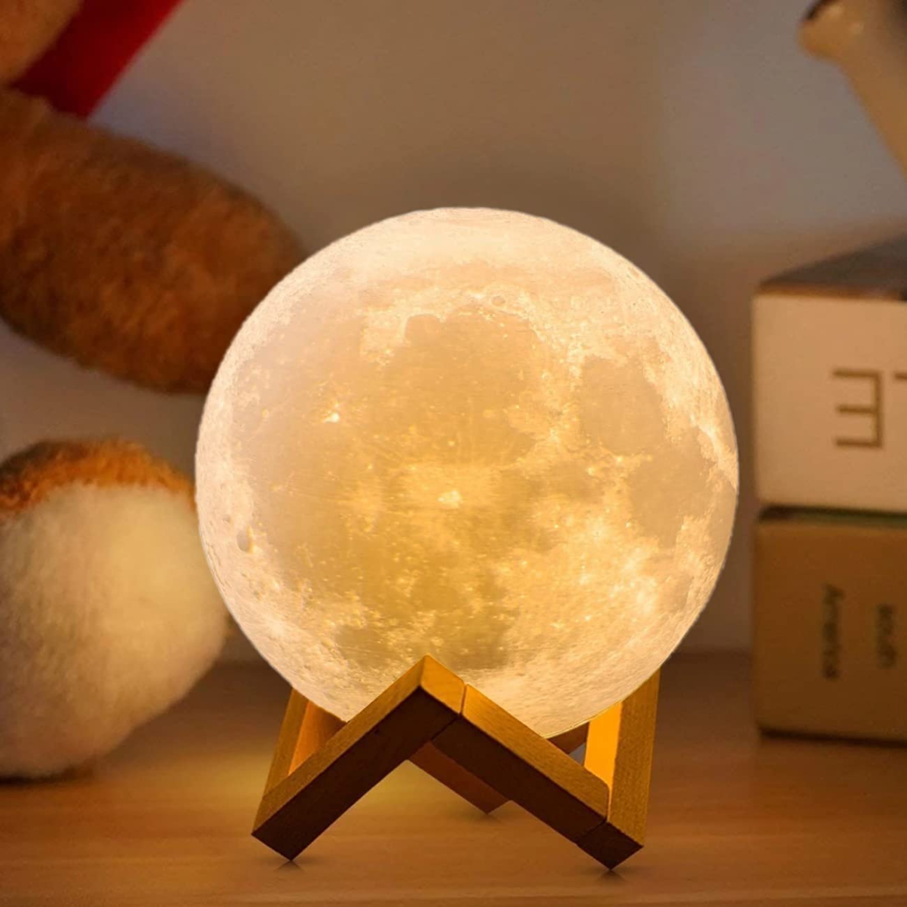 LED Nachtlicht Wiederaufladbare 3D Druck Mond Lampe Touch Mond Lampe Kinder Nacht Lampe Tisch Lampe Hause Schlafzimmer Dekor Geburtstag Geschenke