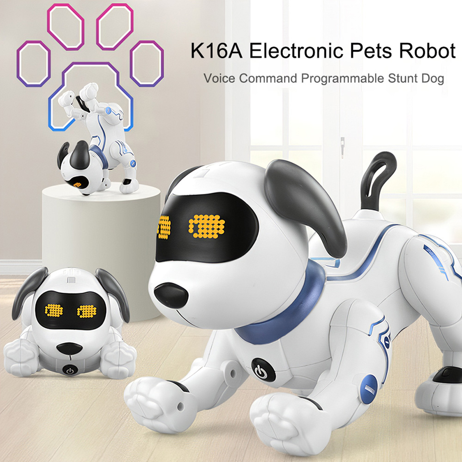 Robot de juguete programable para niños, juguete para perros con luz y sonido, mascotas robóticas, regalo para niños