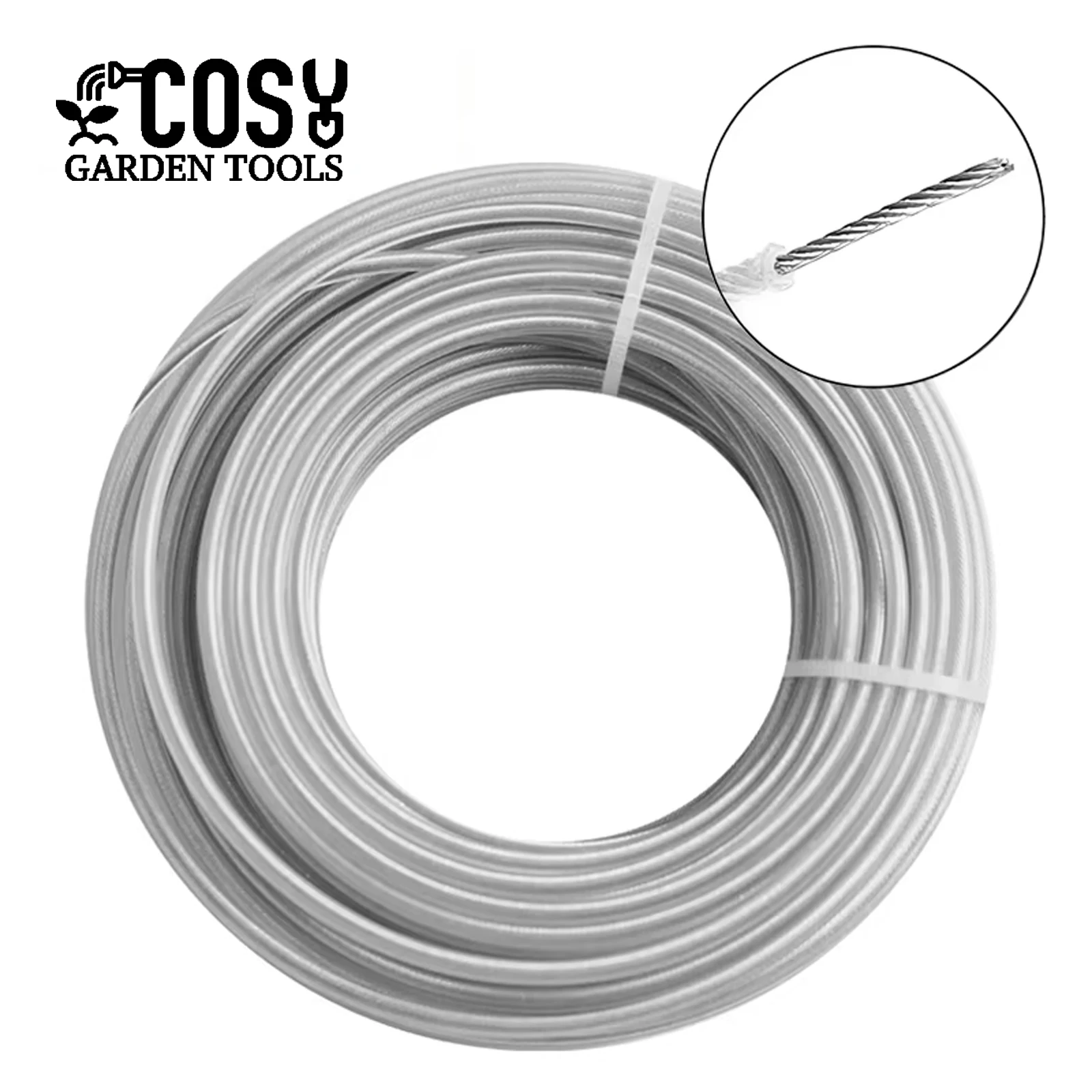 COSY 5m~15m*2.4~4mm Grass Trimmer Line Nylon Wire Brush Cutter Rope Steel Grass Trimmer Line Lawn Mower Replacement