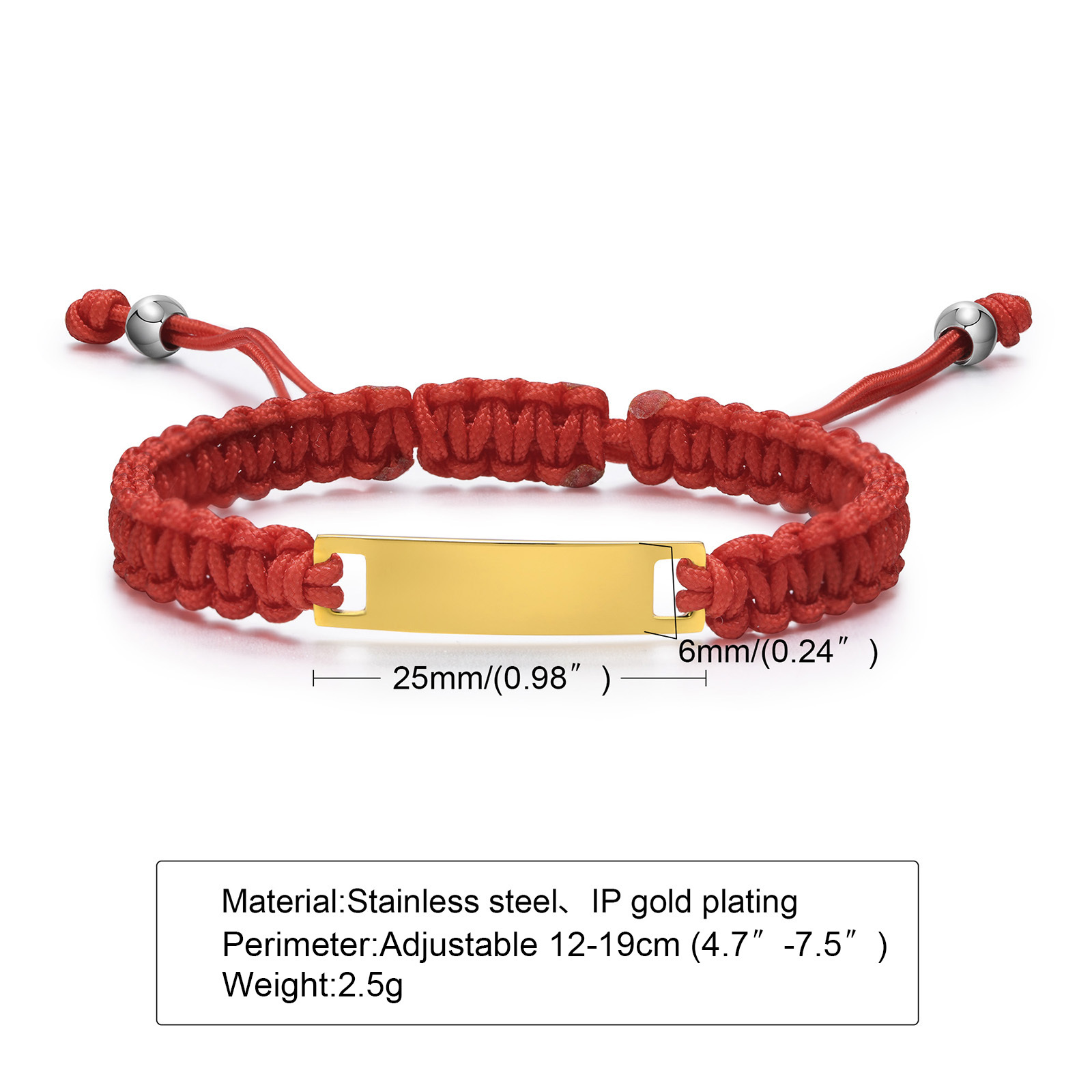 Pulseira com nome personalizado para menina, menino e criança, corda trançada ajustável, pulseira com etiqueta de identificação personalizada, gravar presente de aniversário e natal