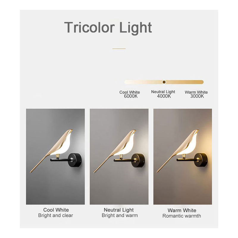 Nordic Touch Schalter LED Wand Lampen für Nacht TV Hintergrund Gold Silber Elster Vogel LED Wand Lichter Wand Leuchte für Korridor