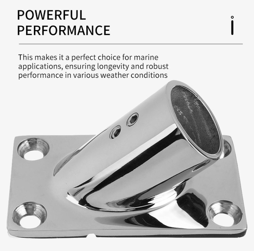 Tubo marino de 25mm, Base Rectangular de acero inoxidable 316, montaje de barandilla, accesorios para barcos
