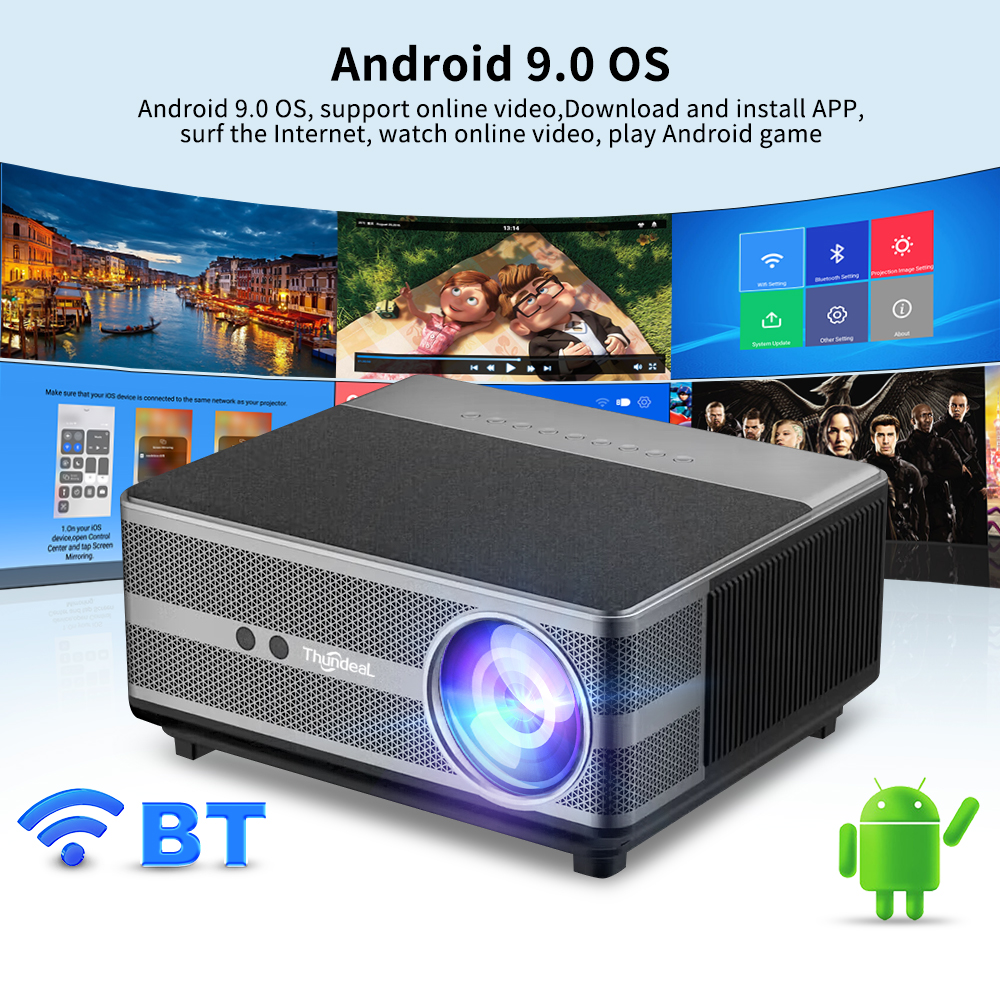 ThundeaL-Projetor LED com foco automático, Smart Home Theater, Beamer, Vídeo 3D, Android, 4K, Wi-Fi, TD98, TD98W, PK, DLP, Full HD, 1080p projetor 4k portátil official-website projetor 1080p nativo projetores no brasil