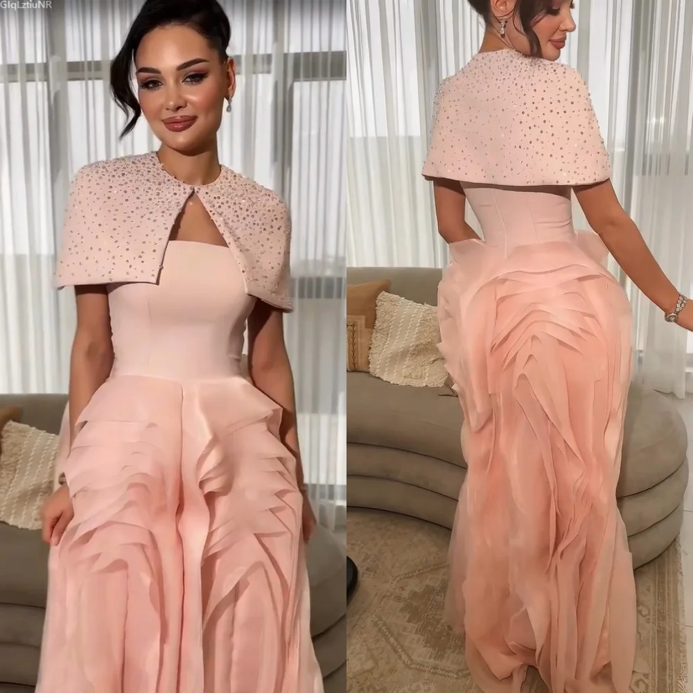 Personalizado unissex organza plissado lantejoulas bainha jóia vestidos longos sob medida ocasião festa tamanhos disponíveis