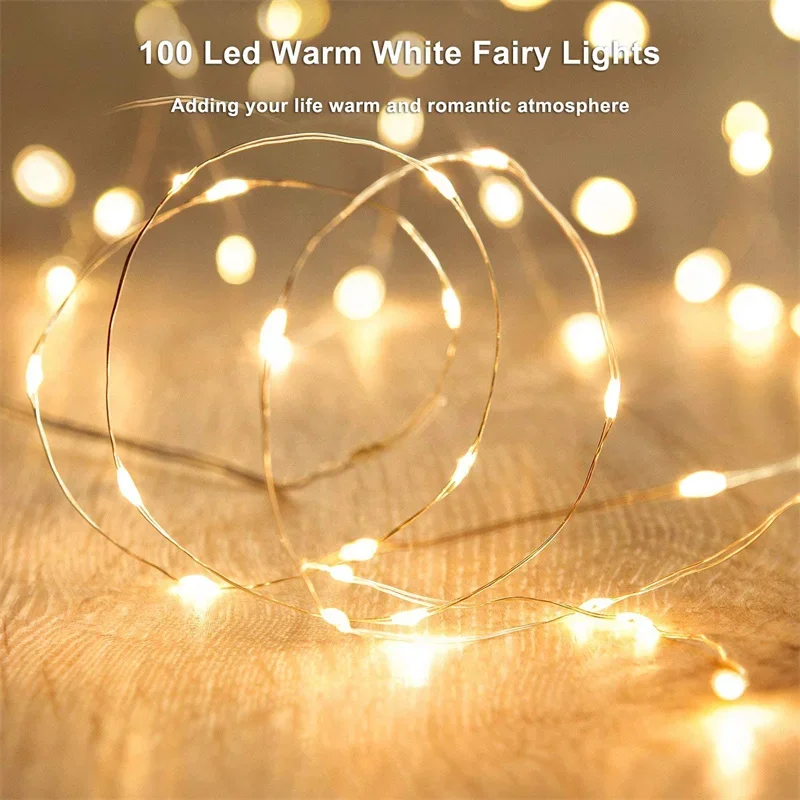 USB Led フェアリーライト銅線ストリング 20 メートル 200LED ホリデー屋外ランプガーランドクリスマスツリー結婚式パーティーの装飾