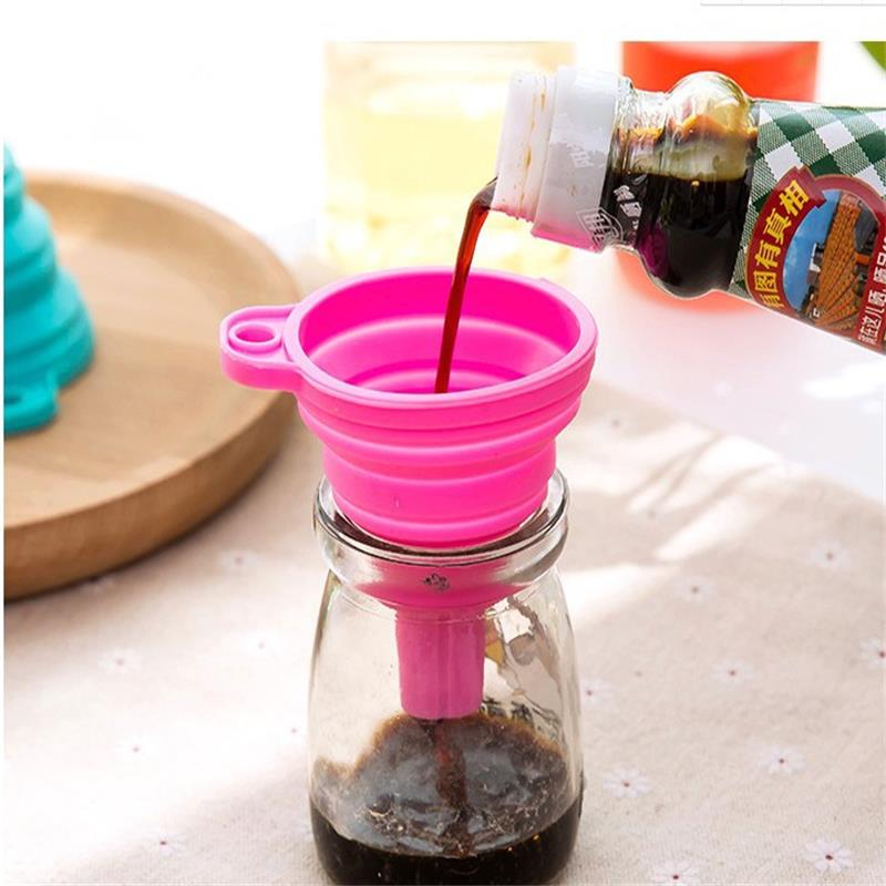 1pc roter Silikon trichter Mini multifunktion ale bequeme Küche Faltung und Sub-Verpackung Werkzeuge Küchen zubehör