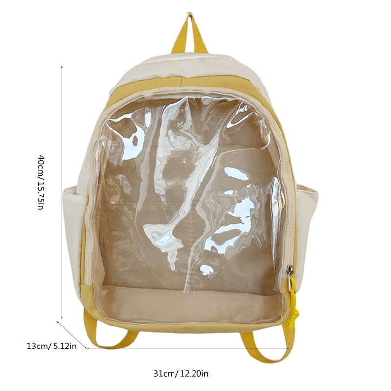 Transparent PVC Backpack School Bag Cartoon Daypack Aesthetic Hiking Rucksack