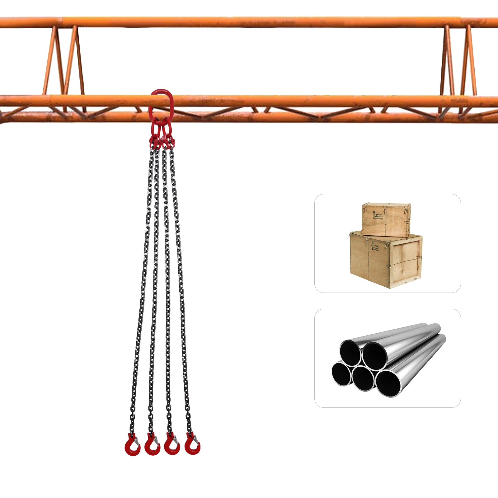Chain Sling 5T Payload Heavy Duty Lifting Chain 4 Chain Root Large Load Capacity G80 Alloy Steel Sling Lifting Tool