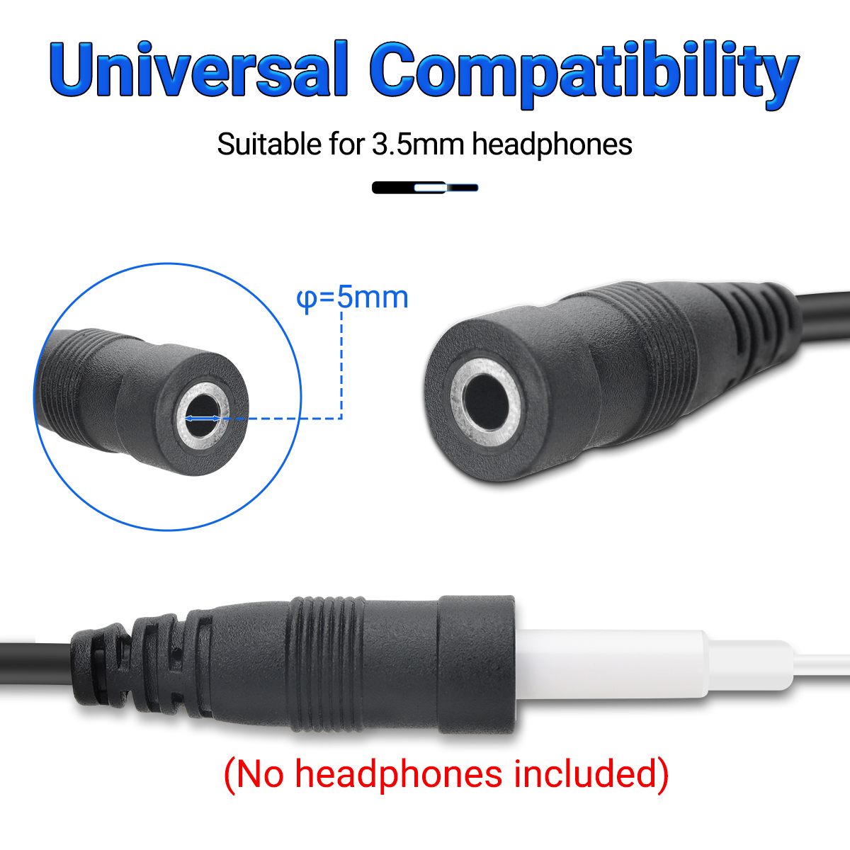 BAOFENG-Walkie Talkie Headset Adapter, 2 pinos para 3,5mm, Cabo de ouvido para BAOFENG, UV-5R, BF-888S, rádio em dois sentidos