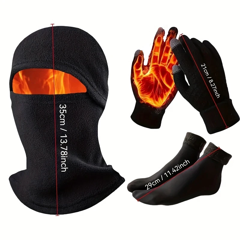 3 unids/set de conjunto de ciclismo al aire libre cálido de invierno, sombrero Unisex, bufanda, guantes, conjunto combinado de accesorios deportivos para clima frío