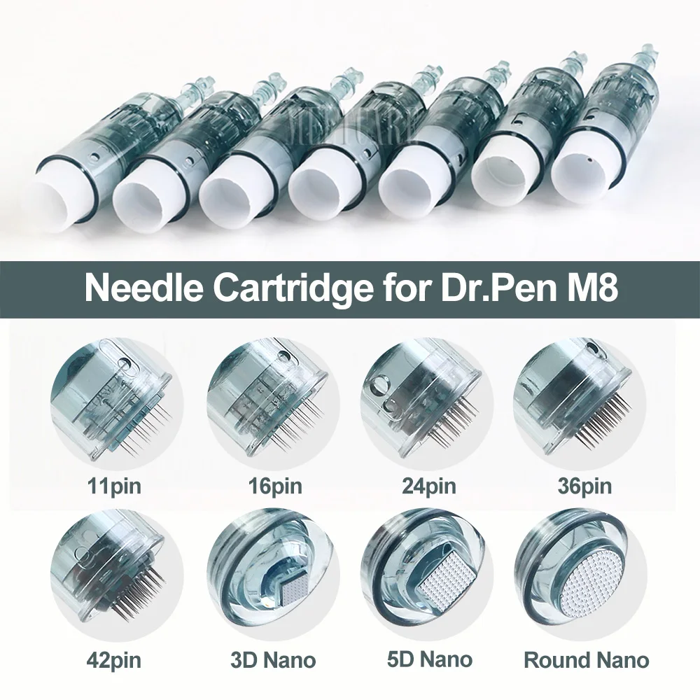 Cartuchos de agulhas para M8 Dr Pen Derma Microneedling Pen, Caneta Microneedling, Original, 11Pin, 16Pin, 24Pin, 36Pin, 42Pin, 5D