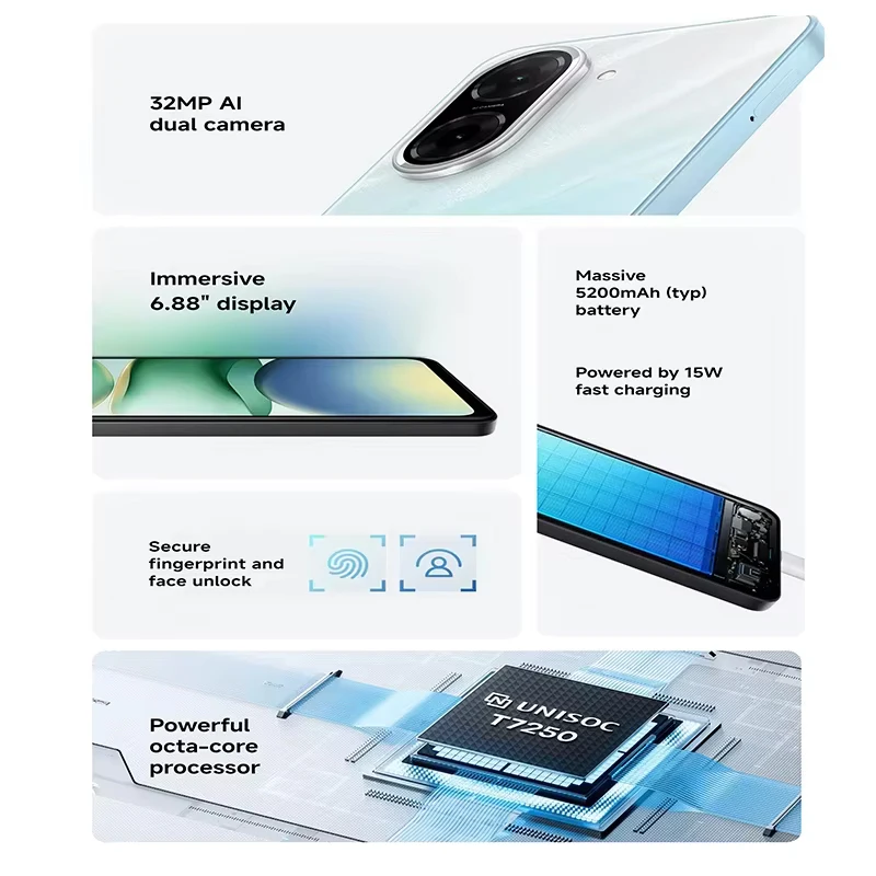 Global Version Xiaomi Redmi A5 No NFC 6.88" 120Hz Display 32MP Camera 5200mAh Large Battery Android 15 Cellphone