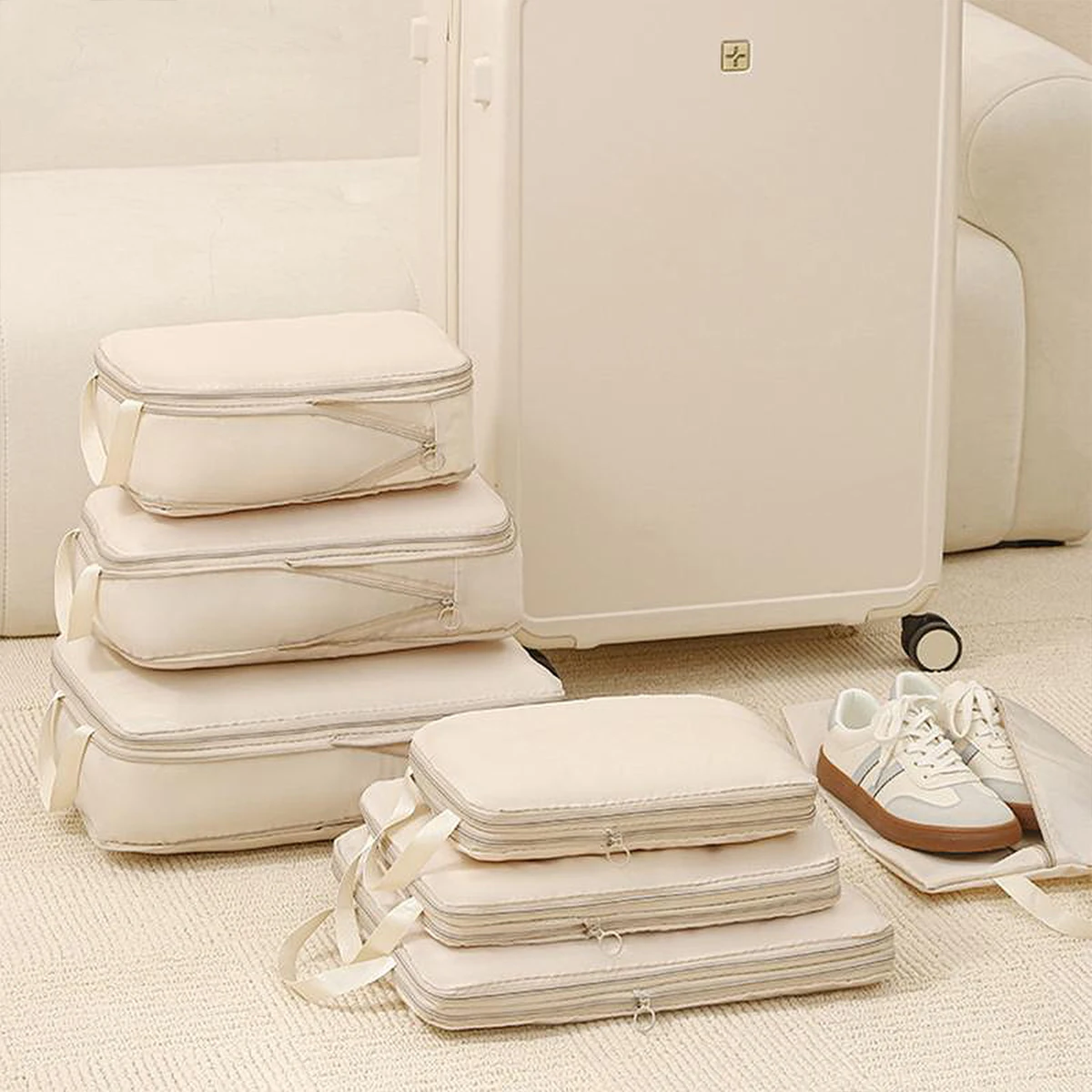 4 pçs/set saco de compressão de viagem organizador de bagagem bolsa de viagem cubos de embalagem para saco de viagem organizador saco de armazenamento de viagem