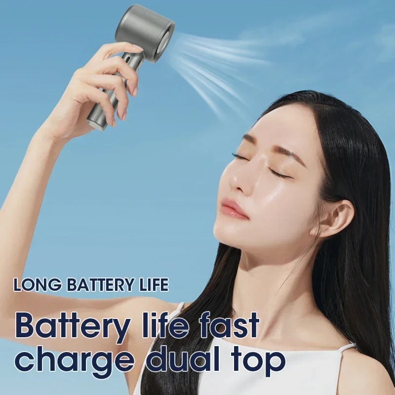 Mini handventilator Mute handventilator 4 snelheden aanpassing Luchtbereikventilator met vermogensdisplay Draagbare handventilator