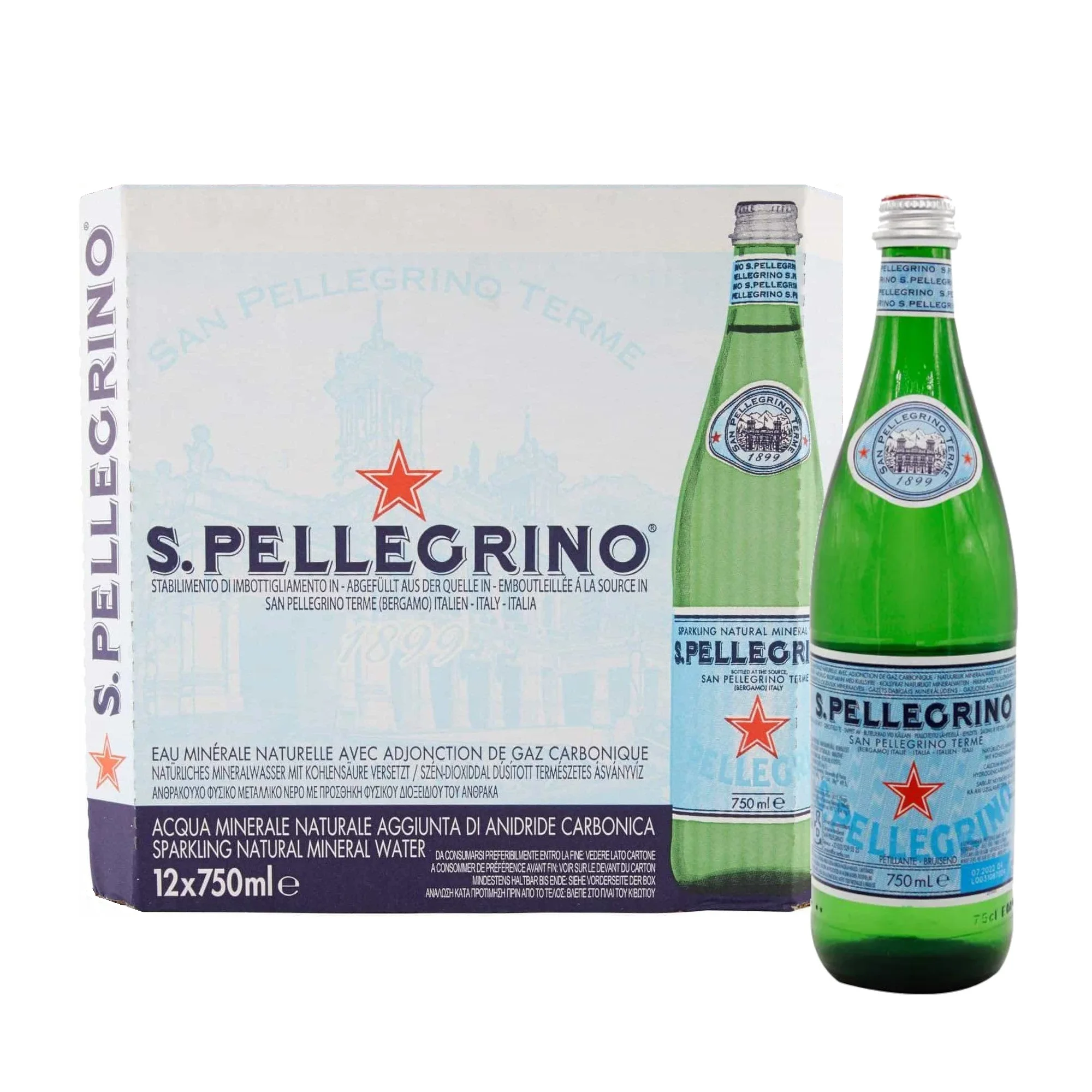 12x Woda mineralna SAN PELLEGRINO gazowana 750ml