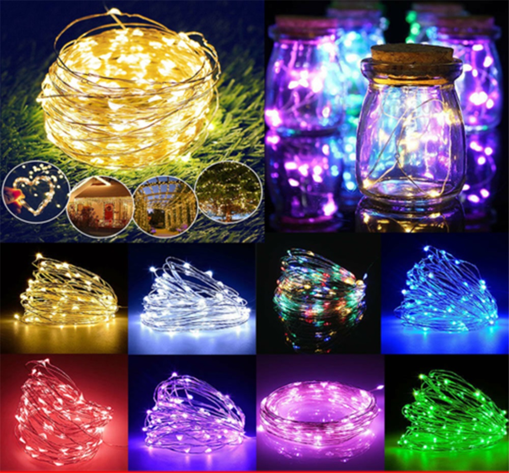 Small Micro 20-100 LED Fairy Lights String Battery Copper Sliver Wire Xmas Party