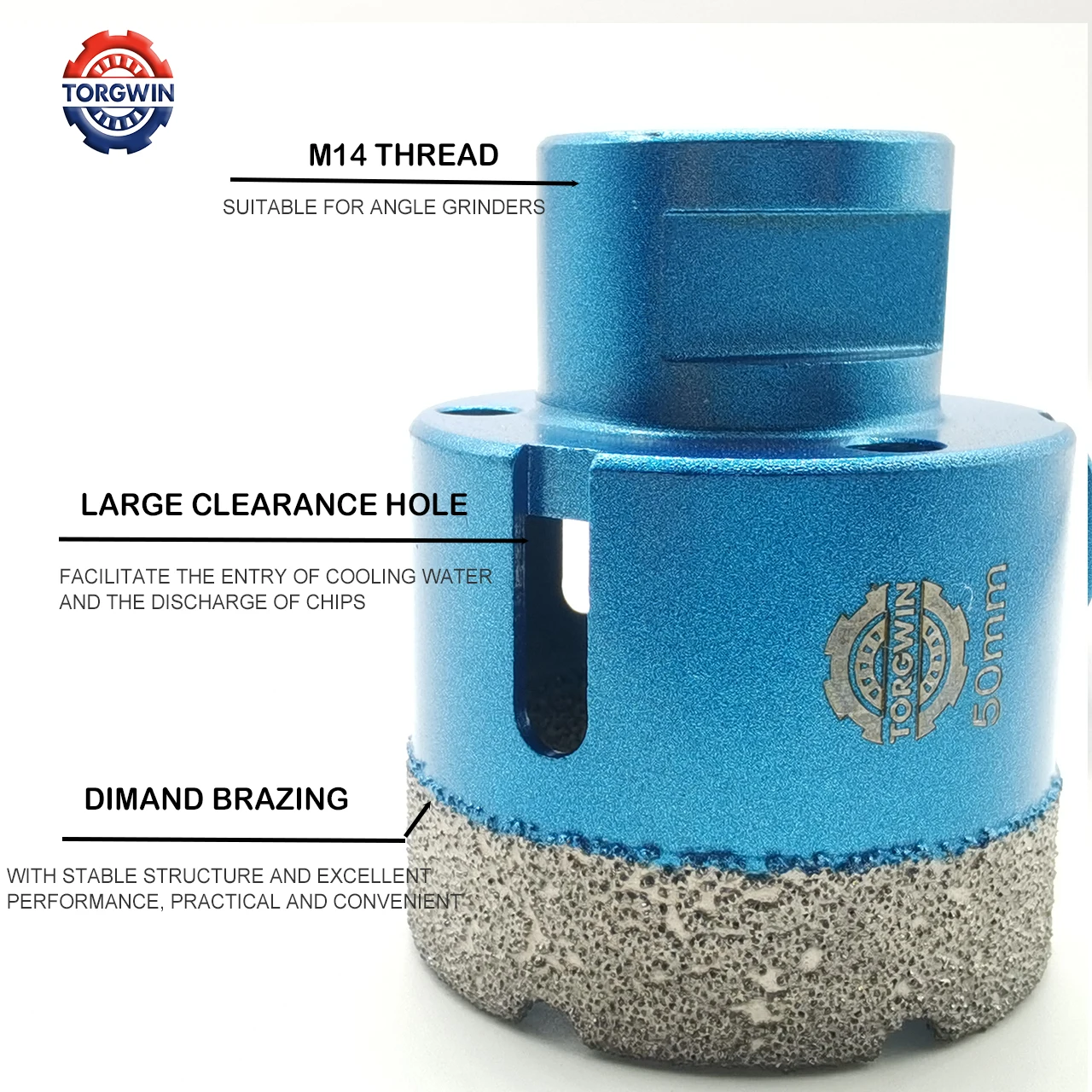 1 ชิ้น 6-70 มิลลิเมตร M14 ด้ายเพชรแห้งสูญญากาศ Brazed เจาะ Core Bits กระเบื้องพอร์ซเลน Crowns หินแกรนิตหินอ่อนรูเครื่องมือ