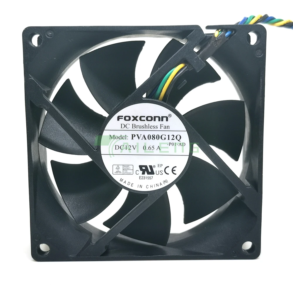 New 80mm 8025 12V PWM Cooling Fan Foxconn PVA080G12Q  80X80X25mm 59CFM 4Wire 4Pin Cooler for Server Computer