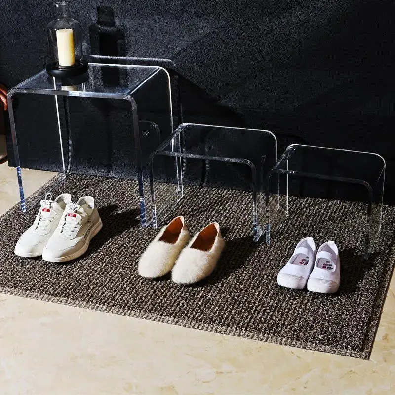 Tabouret à langer Transparent pour chaussures, tabouret de maquillage pour chambre à coucher, banc de remplacement de chaussures de luxe léger, Mini Table d'appoint Simple et moderne