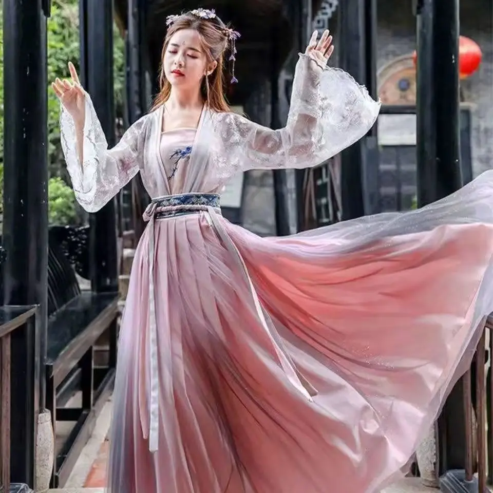 2024 traditionelle Frauen Blume Hanfu Kleid alten chinesischen Kostüm schöne Tanz Hanfu Originale Prinzessin Tang-Dynastie Robe