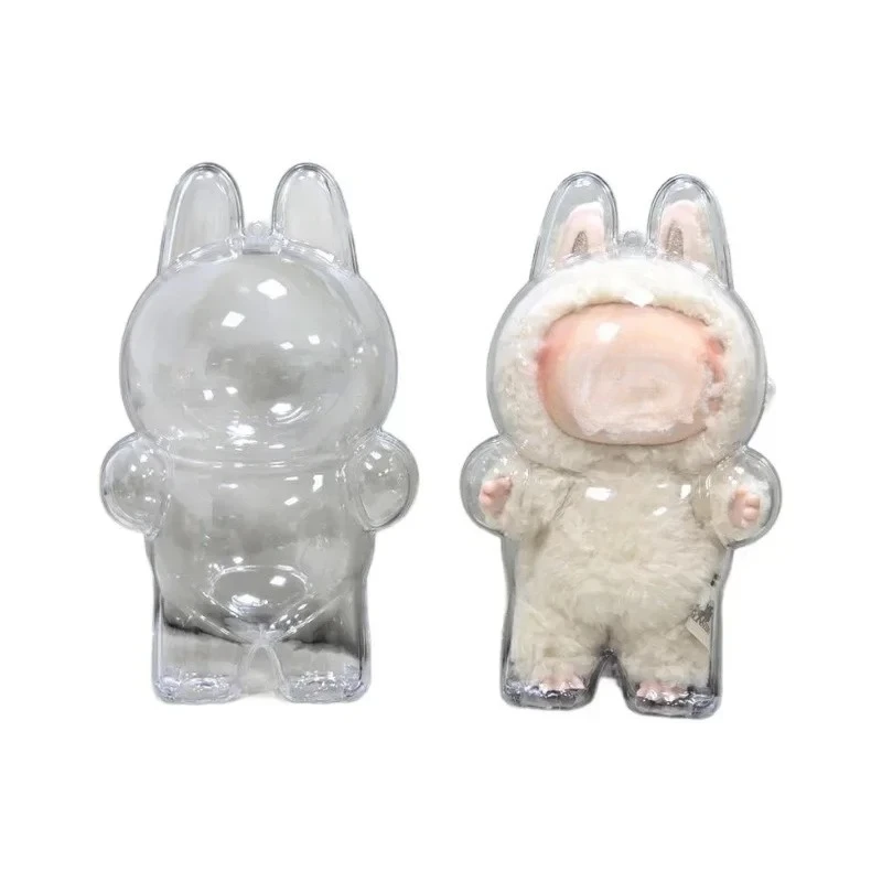 Cubierta protectora transparente para Labubu Monster Toy, funda para muñeca elfo, caja de almacenamiento, bonita funda de exhibición de peluche de elfo para muñecas de fiesta