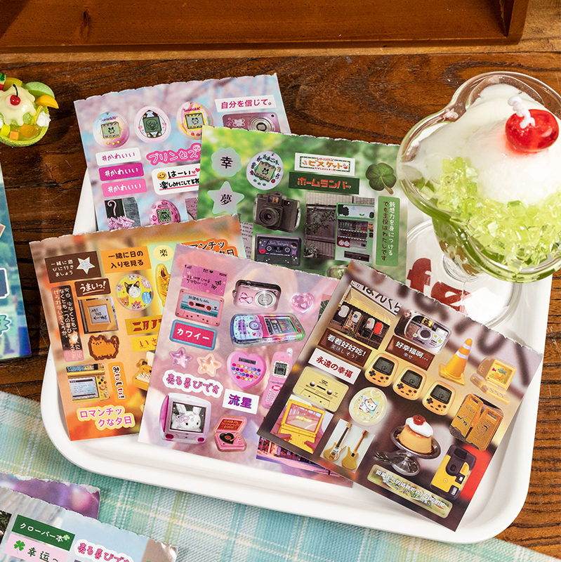 MINKYS 20 แผ่นอาหารน่ารักเค้กผลไม้ Retro ตกแต่งหนังสือสติกเกอร์ Scrapbooking คู่มือวัสดุสติกเกอร์โทรศัพท์เด็กของขวัญ