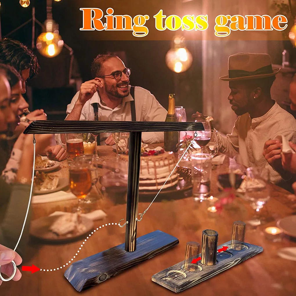 Montessori ของเล่นแหวน Toss ดื่มเกมรัสเซีย Turntable Shot Glass เกมของเล่นแหวน Toss Hooks Fast-paced Interactive เกม
