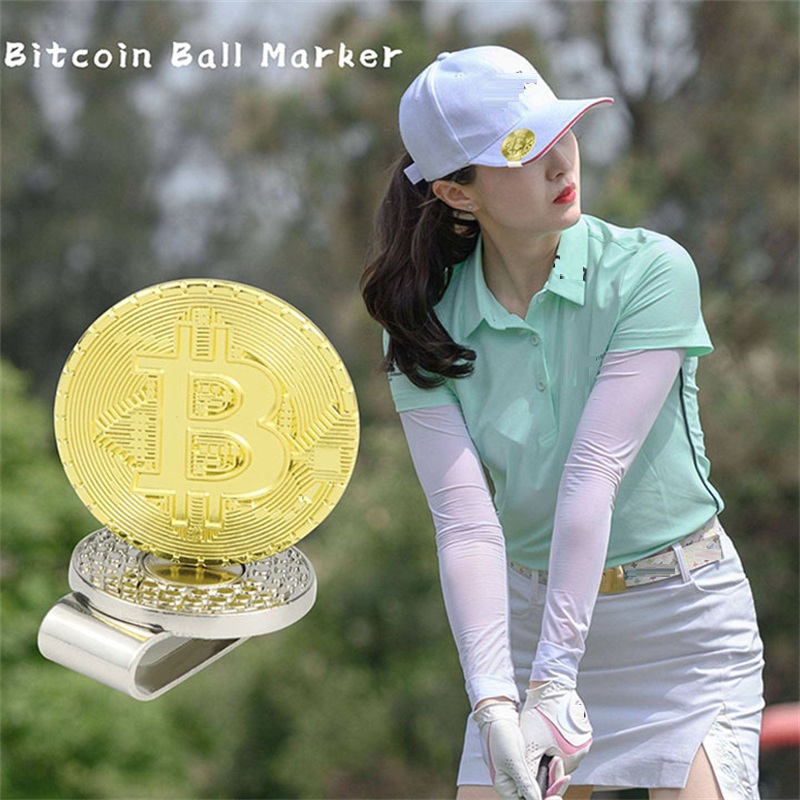 1pc Metall Magnet hut Clip mit Ball Marker Set Bitcoin geformte Golf Mark Outdoor Golf Zubehör Golfer Geschenke 30mm