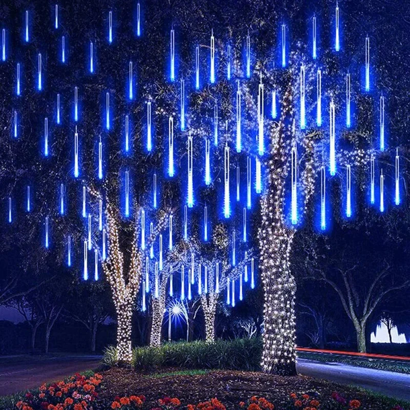 ฝนดาวตก LED ไฟกันน้ํา Falling Raindrop Fairy String Light ตกแต่งคริสต์มาส Holiday Party ลานกลางแจ้งต้นไม้