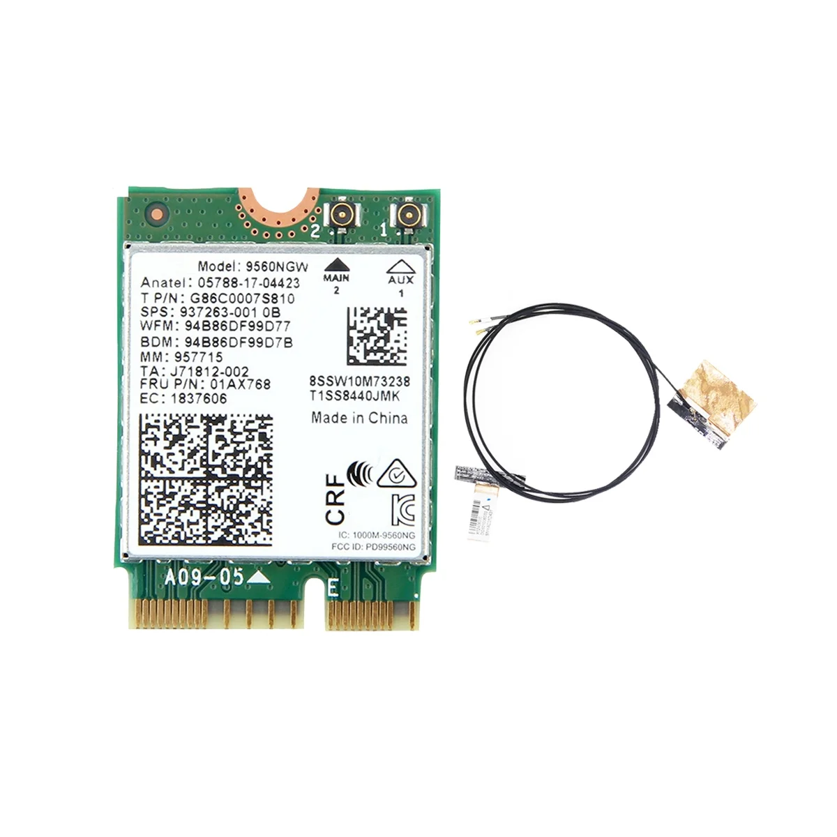 9560NGW Wi-Fi карта + антенна 9560 Мбит/с беспроводной AC 2,4 двухдиапазонный 5,0G + 5G BT 802.11Ac M.2 CNVI 9560NGW беспроводной адаптер