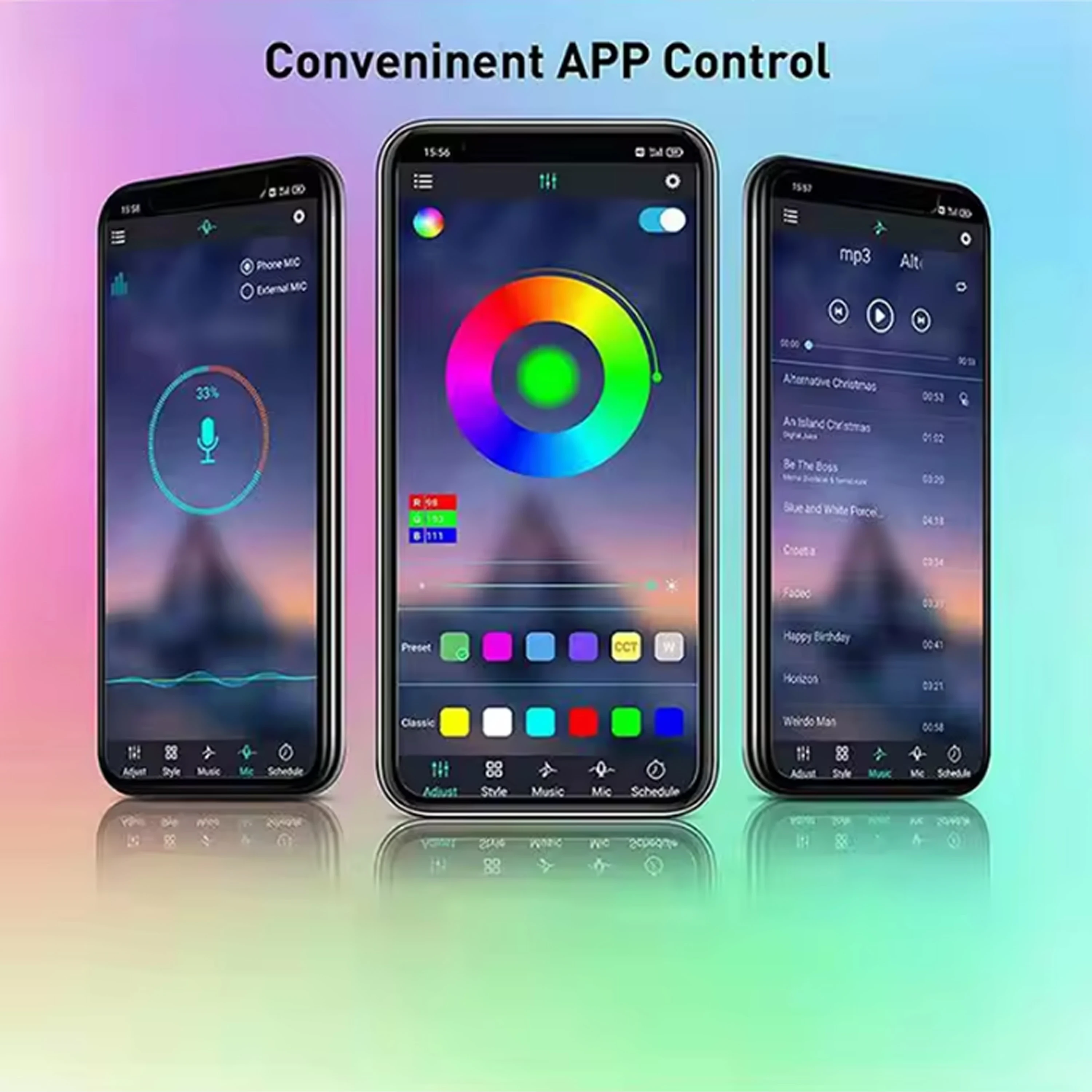 5V USB RGBlC Fuochi d'artificio Strisce LED Bluetooth APP Controllo Lampada intelligente Sincronizzazione Musica Arredamento camera da letto Luce da sogno Luce di striscia LED