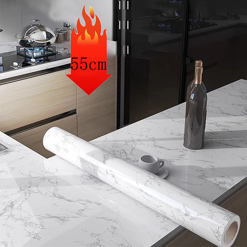 DIY 55cm marmurowa samoprzylepna tapeta łazienka kuchnia jadalnia szafka blat naklejka ścienna wodoodporna i odporna na pleśń