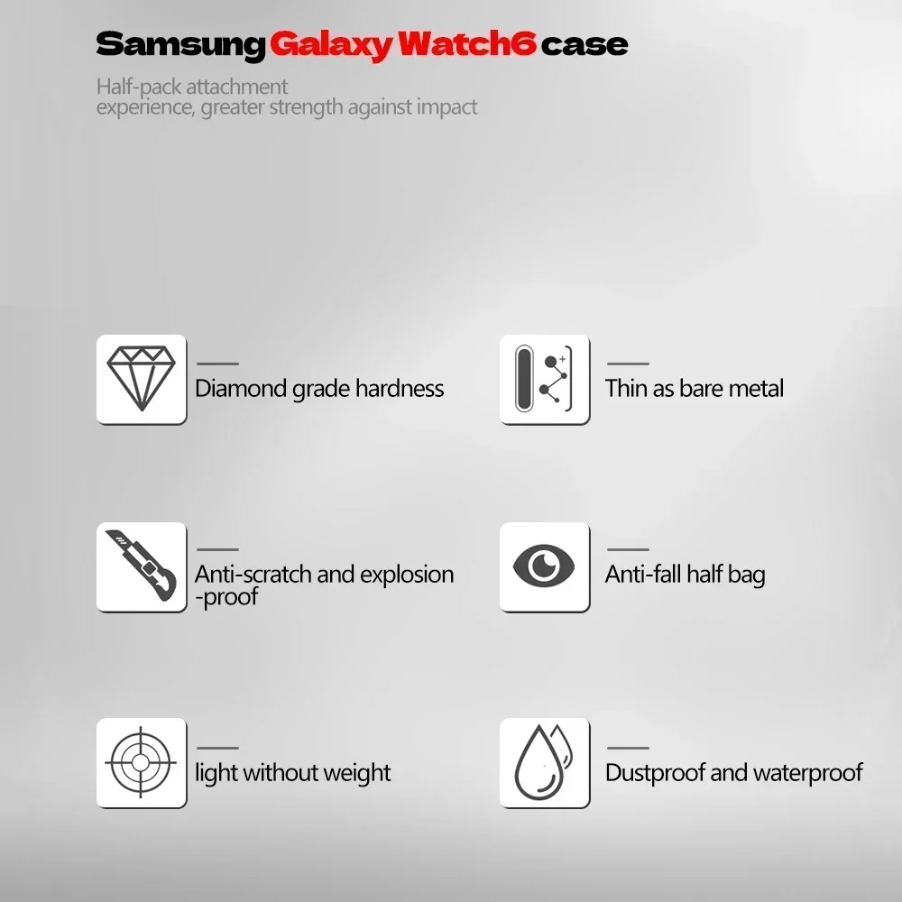 Case for Samsung Galaxy Watch 6 Classic 47mm 43mm Screen Protector PC Bumper All-Around Galaxy Watch 6 40mm 44mm Accessories