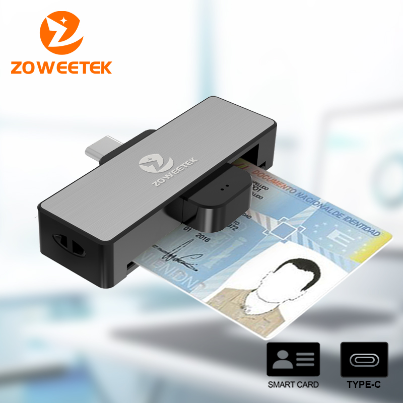 Zoweetek Tipo-C ID Leitor de Cartão Inteligente Leitor DNI Eletrônico para IC DNIE Chip DNI Cartão Inteligente ZW-12026-4C