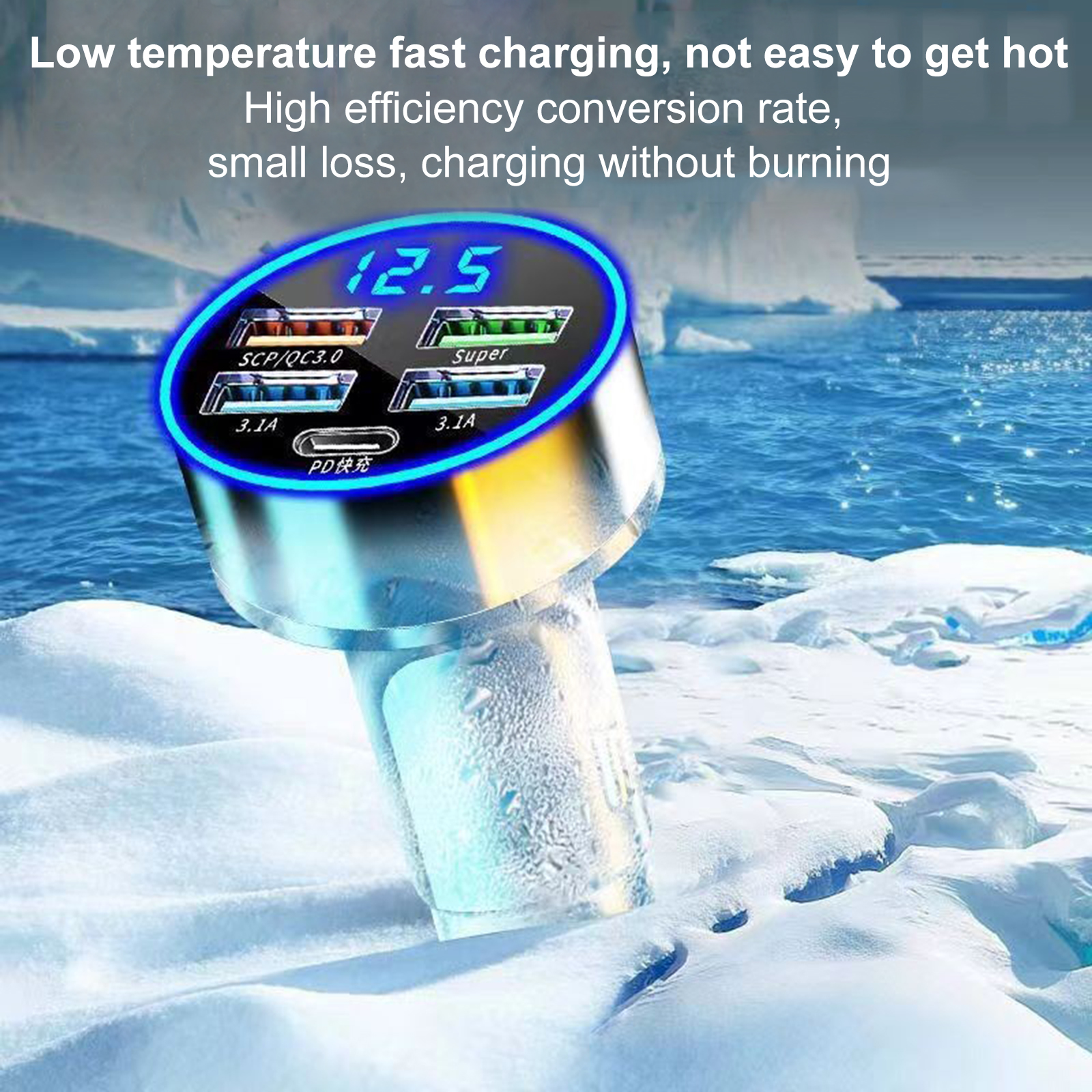 5 ポート LED 車の充電器 250 ワット急速充電アダプタタイプ C PD ミニ自動車電話充電器 iphone サムスン Huawei 社 Xiaomi